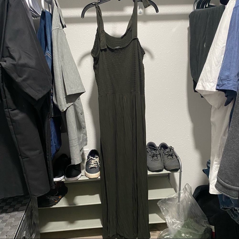 3X green sleeveless pant romper